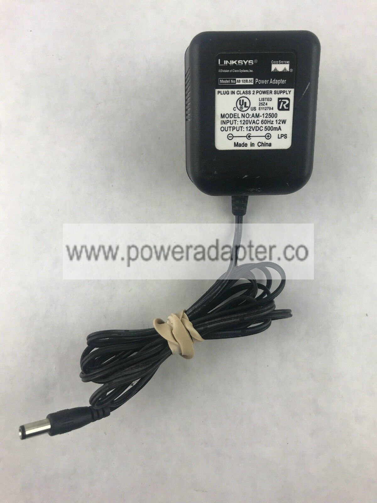 Linksys Model AD 12/0.5C Power Adapter Plug Class 2 Power Supply Model AM-12500 Linksys Model:AM-12500 AD Linksys Mo - Click Image to Close