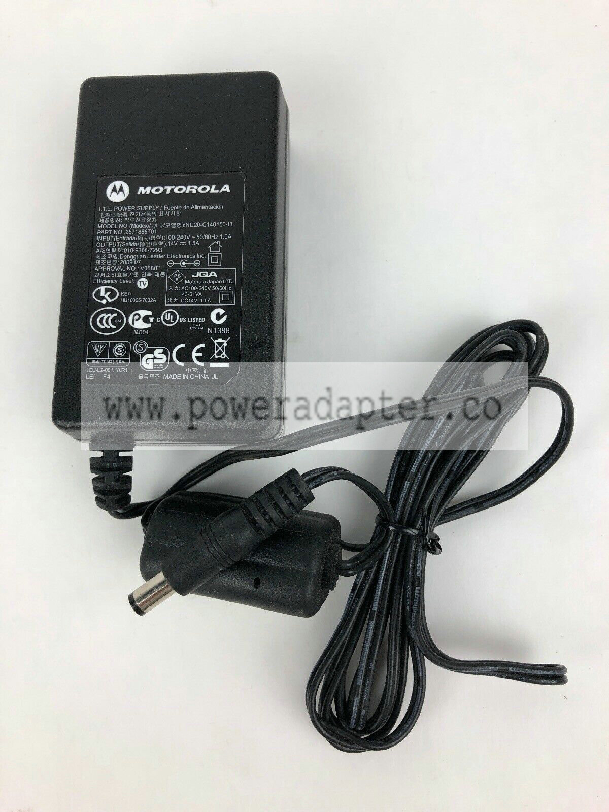 MOTOROLA AC ADAPTER MODEL NU20-C140150-13 Power Supply Cord Charger Brand: Motorola Model: NU20-C140150-13 Non-Dome - Click Image to Close