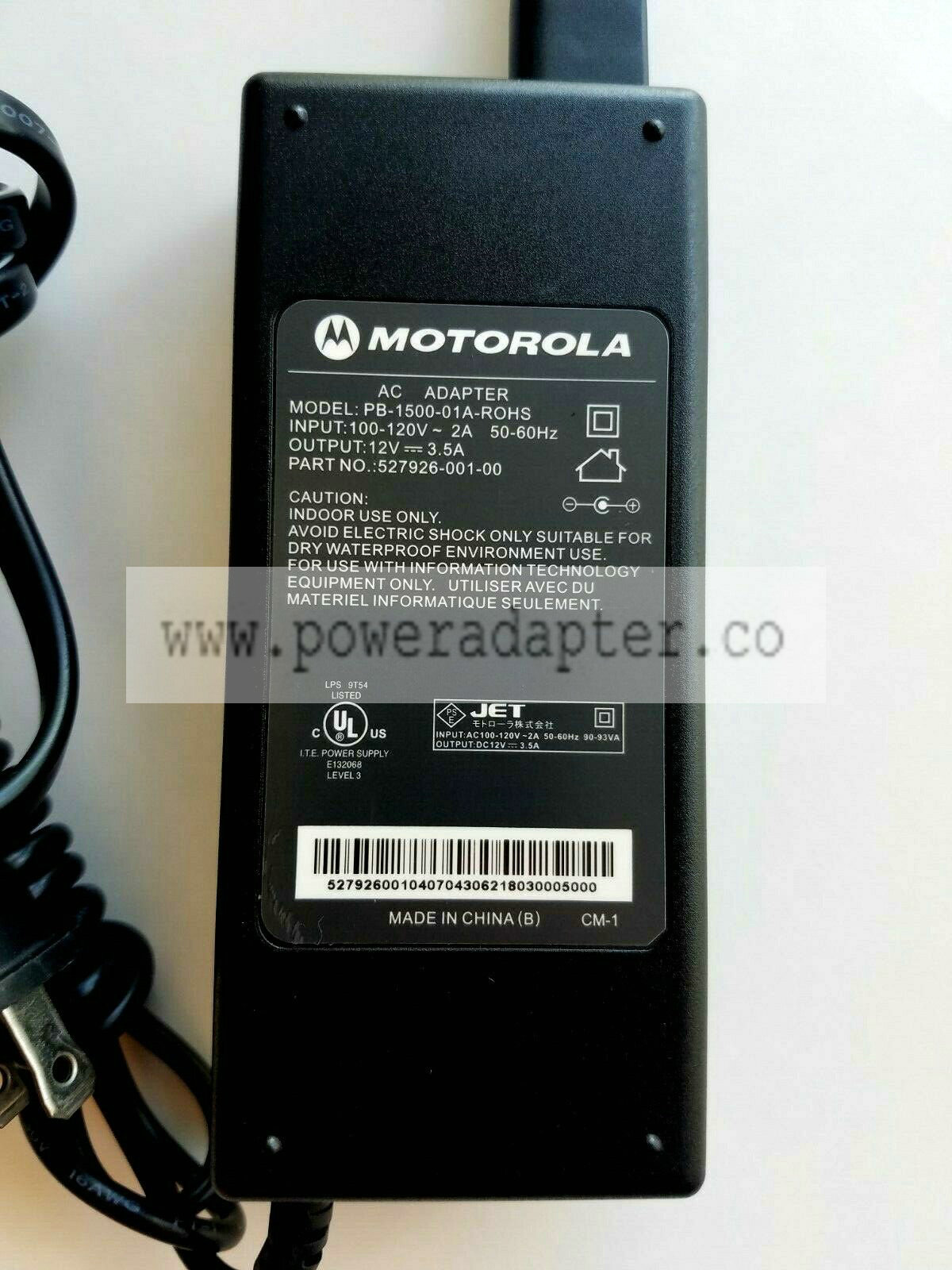 Motorola PB-1500-01A-ROHS AC Adapter Output 12V 3.5A Laptop Power Supply Charger Brand: Motorola Type: Power Adapte - Click Image to Close