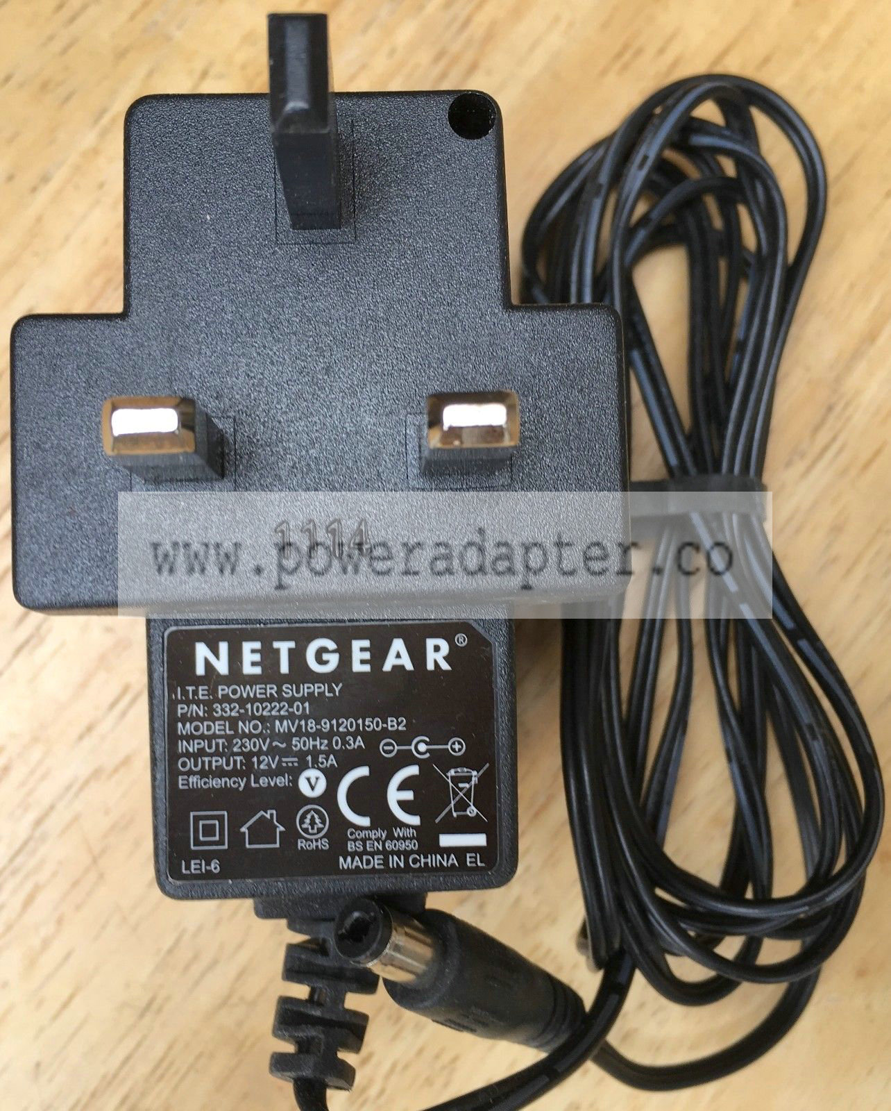 Netgear 12v DC 1.5A MV18-9120150-B2 PSU Power Supply mains adaptor Netgear 12v DC 1.5A MV18-9120150-B2 PSU PART Power