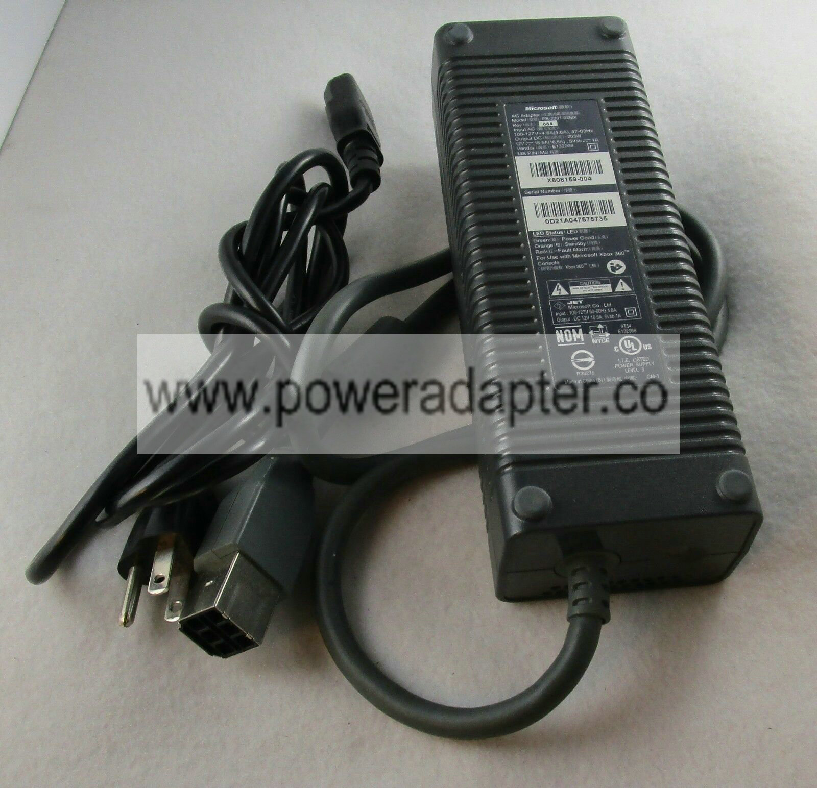Official Genuine XBOX 360 Brick AC Power Adapter Cable PB-2201-02MX Type: Power Adapter Brand: Microsoft MPN: PB-2