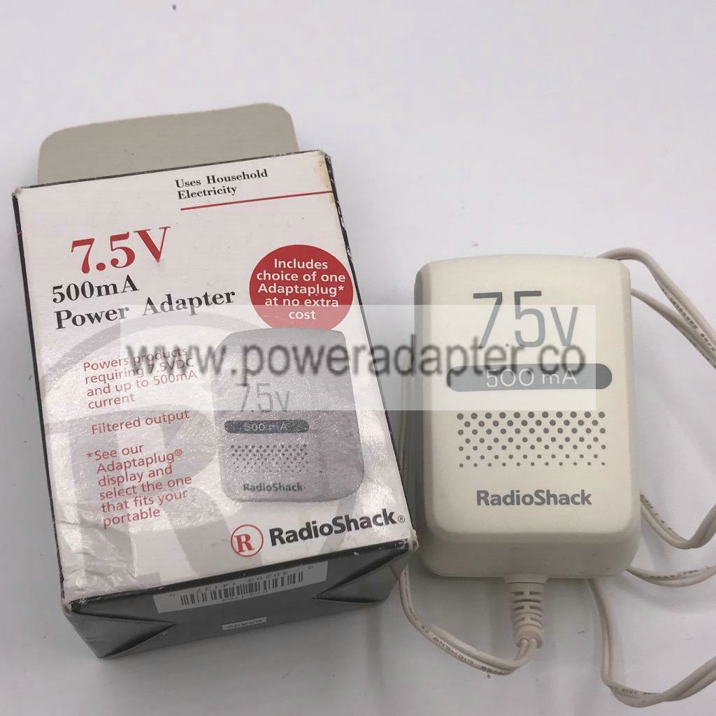Radio Shack 273-1764 7.5V 500ma Power DC Adapter Charger Requires Adaptaplug Tip Brand: Radio Shack MPN: 273-1764 - Click Image to Close