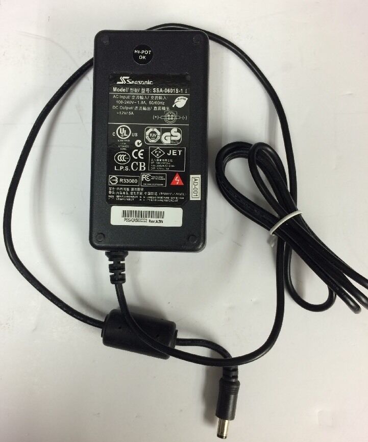 Seasonic AC DC Adapter SSA-0601S-1 Switching Adapter Cord Charger +12V/5A Compatible Brand: Universal Type: Power Ad