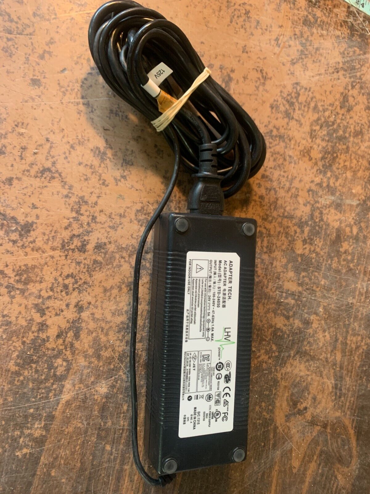 Genuine Adapter Tech STD-24050 3-Pins Power Supply Charger 24V 5A Input 100-240V Type: Adapter Features: Powered Out