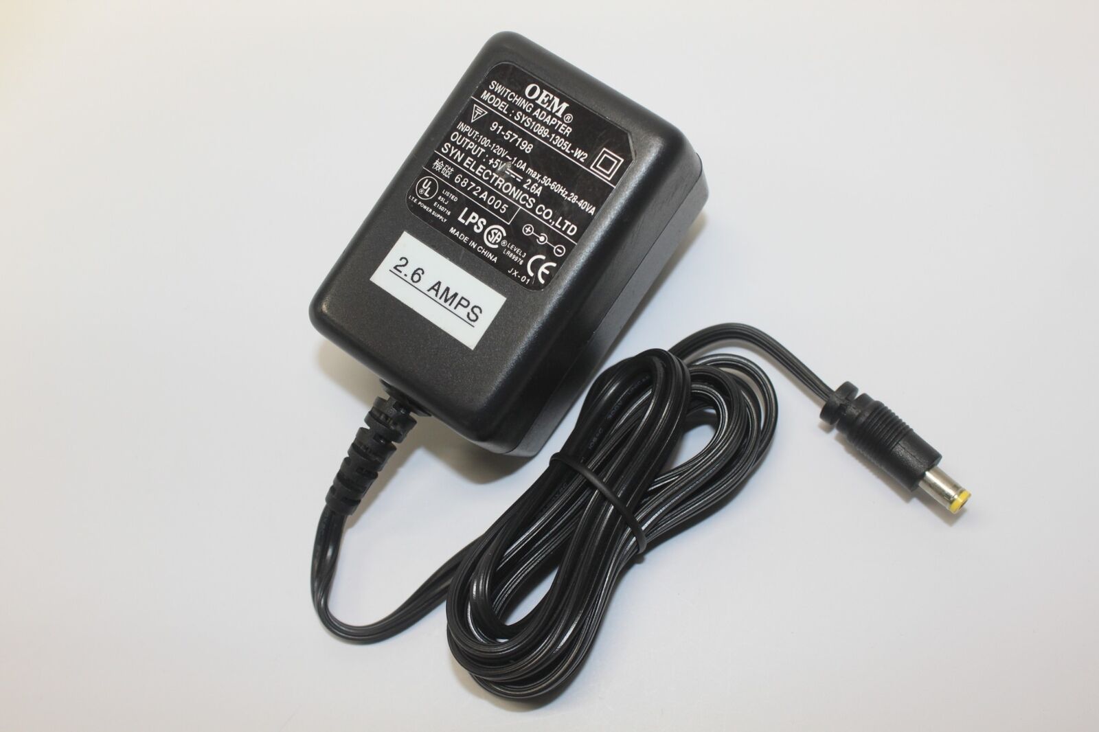 SYN OEM SYS1089-1305L-W2 Switching AC Adapter Power Supply Cord Charger DC 5V Brand: SYN Type: Adapter MPN: Does - Click Image to Close