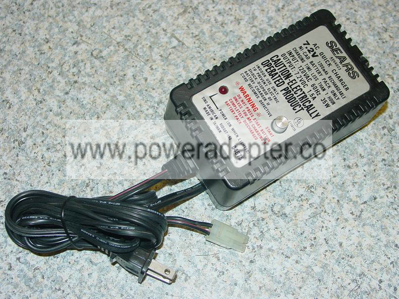 Sears AC Quick Battery Charger 7.2V 4954023 Sino American AC2, 2-Pin Original Sears AC Quick Battery Charger 7.2V 495