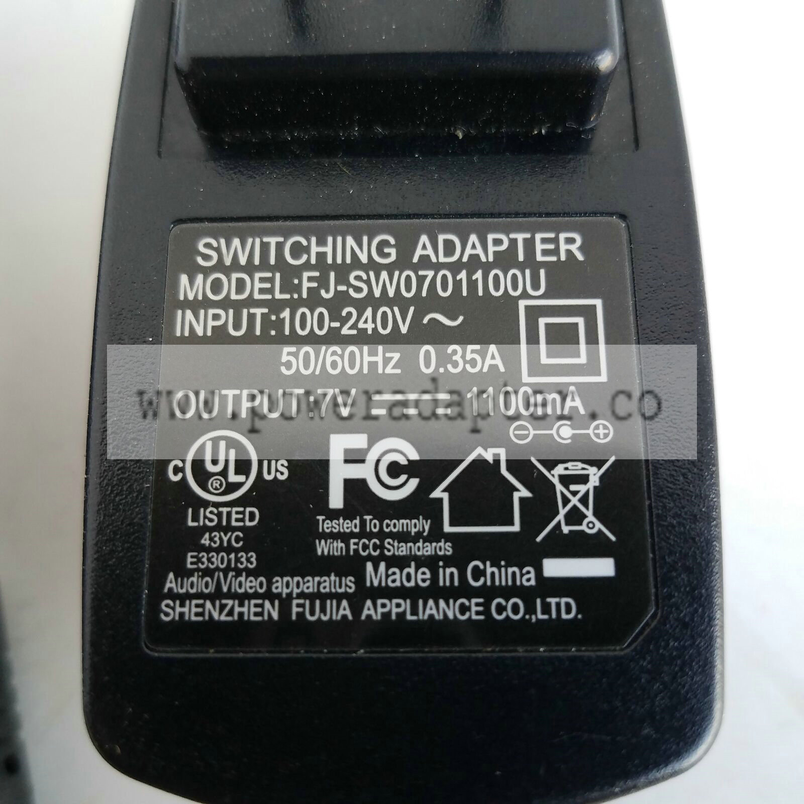 Shenzhen Fujia Switching Adapter FJ-SW0701100U Power Supply Brand: Shenzhen Fujia Appliance Co., Ltd. MPN: FJ-SW070