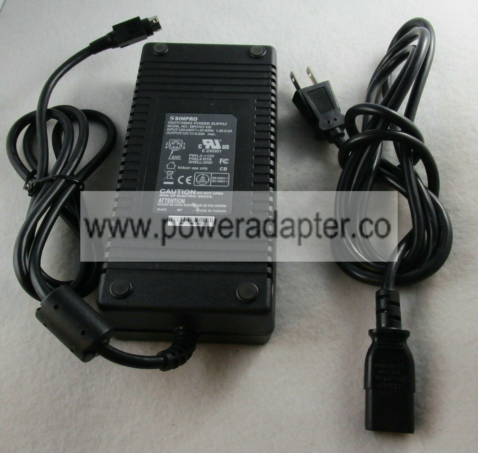 Sinpro 12v 100w Medical Power AC Adapter MPU101-105