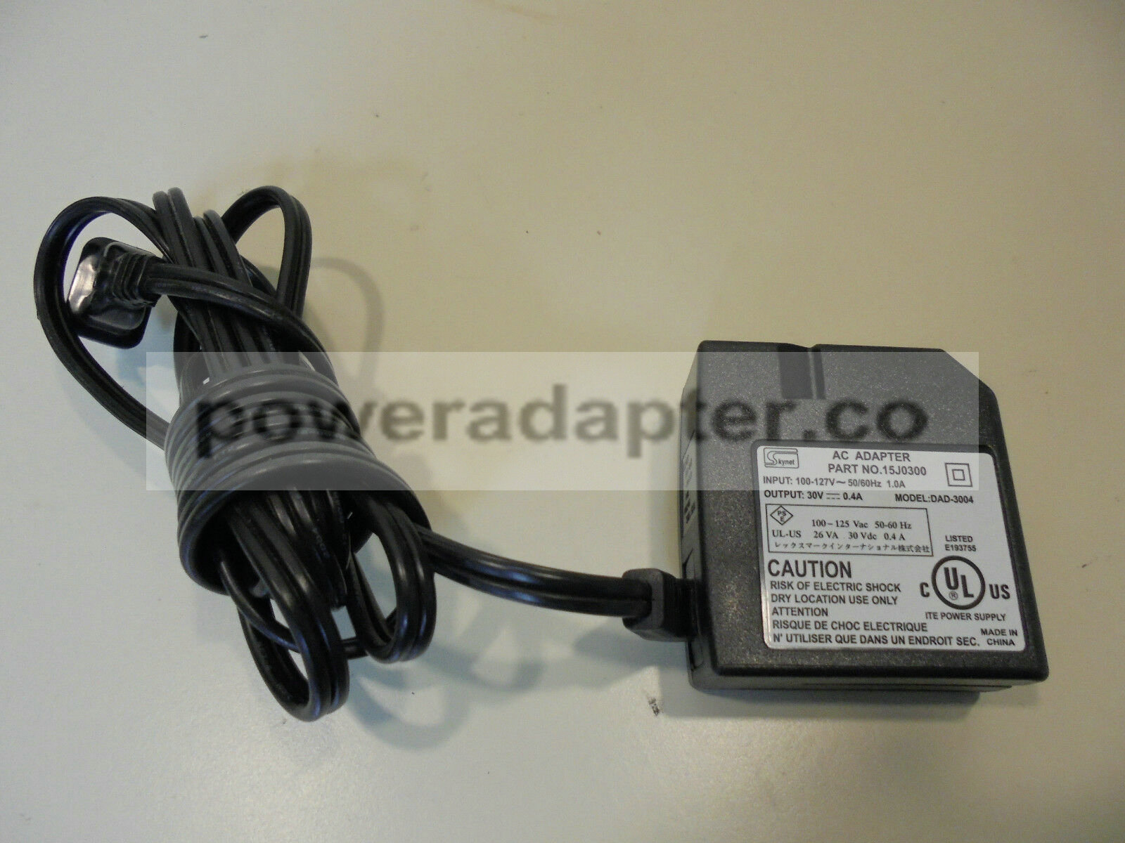 Skynet 15J0300 LEXMARK DELL - Printer AC Power Supply Adapter Cord - DAD-3004 Condition: new MFG: Skynet Compatible