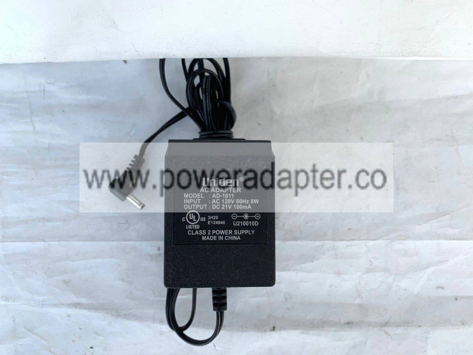 UNIDEN AC ADAPTER AD-1011 INPUT AC 120V 60HZ 8W OUTPUT DC 21V 100MA Condition: new Country/Region of Manufacture: Ch