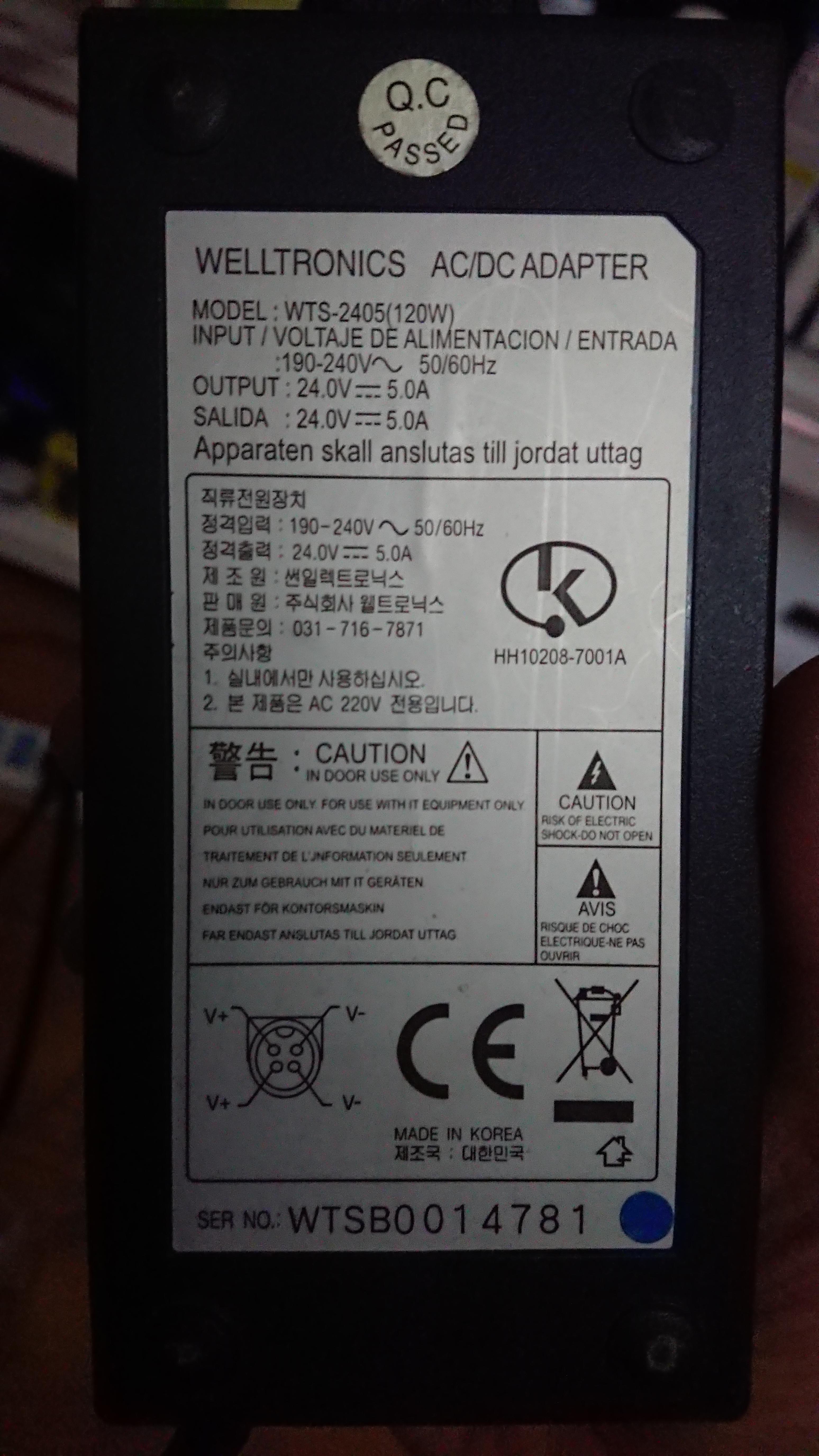 WTS-2405 (120W) medical display power adapter 24.0V5.0A four-pin 24V5A about 4 cores Hi! In order to let you identify t - Click Image to Close