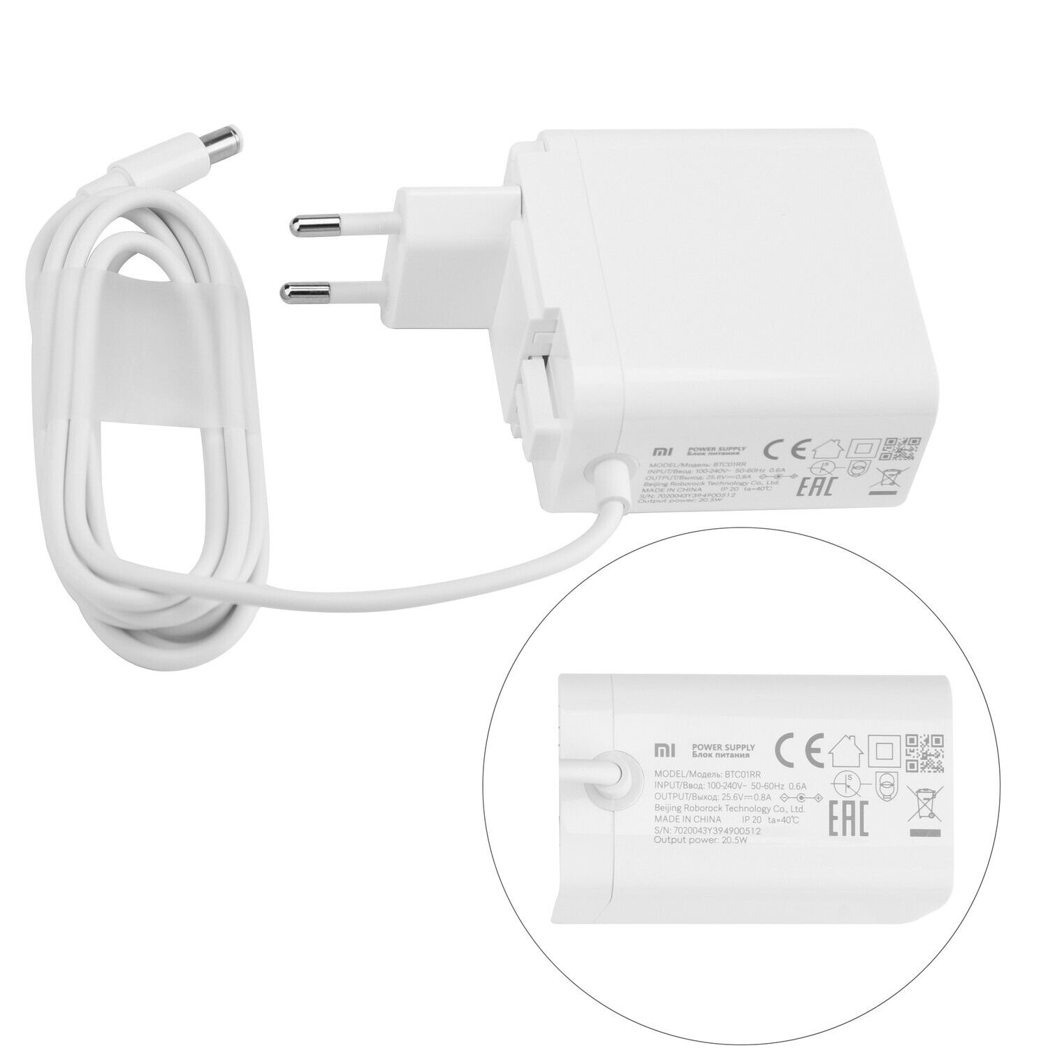 Xiaomi Mi Handheld Vacuum Cleaner SCWXCQ01RR AC Power Adapter BTC01RR 25.6V 0.8A Brand Xiaomi Color White Compatible B - Click Image to Close