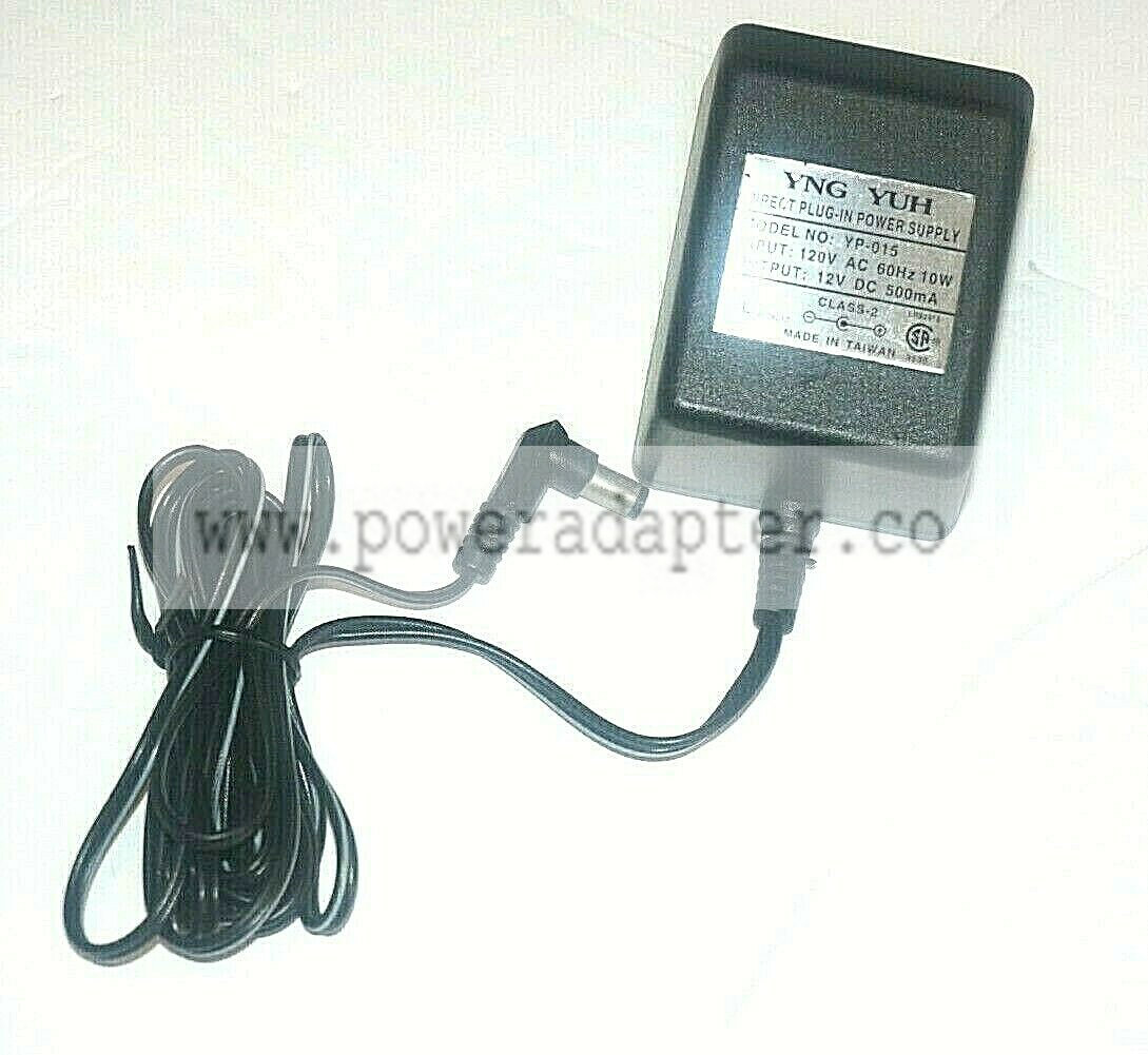YNG YUH Direct Plug-in Power Supply Model: YP-015 Output: 12V-500mA Output Voltage: 12 V Type: Direct Plug-in Power