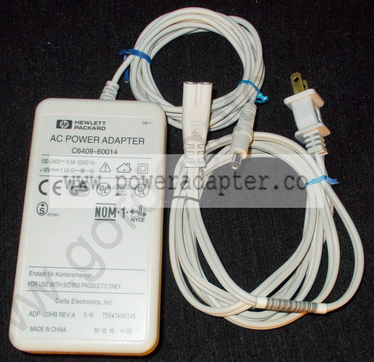 HP DeskJet AC Adapter Power Supply 18V DC, 1.1A [C6409-60014] This AC adapter is for use with some HP DeskJet Printers