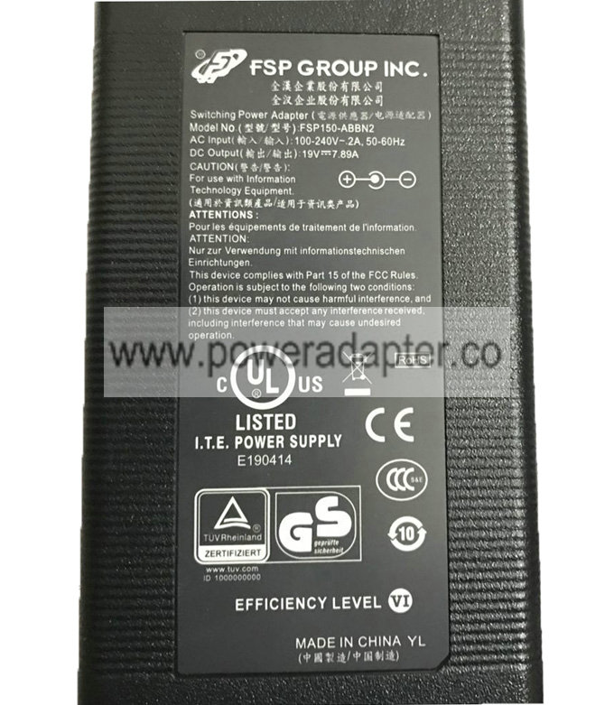 original FSP HASEE 19V 7.89A FSP150-ABBN2 X6Ti ac power adapter charger fetures: BREND ; FSP HASEE MODEL ; FSP