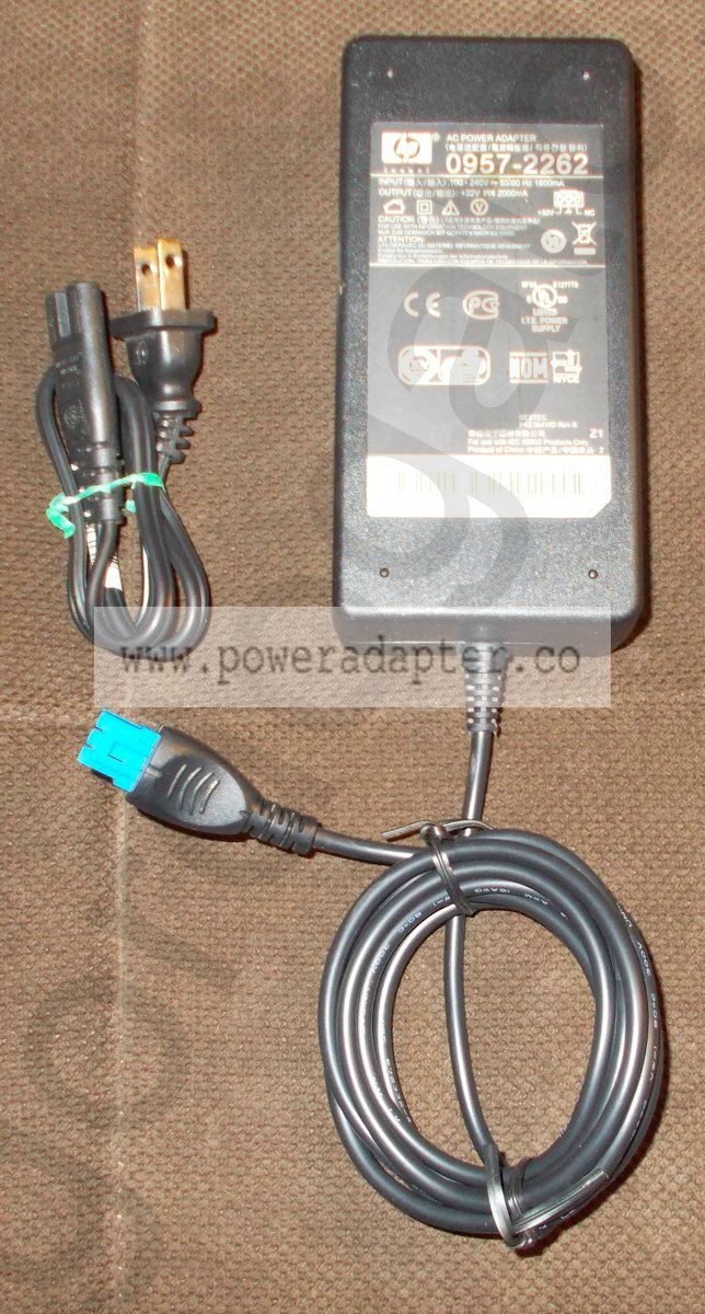 Hewlett Packart OfficeJet Pro 8000 AC Adapter Power Supply [0957-2262] This AC adapter is for use with HP OfficeJet Pr - Click Image to Close