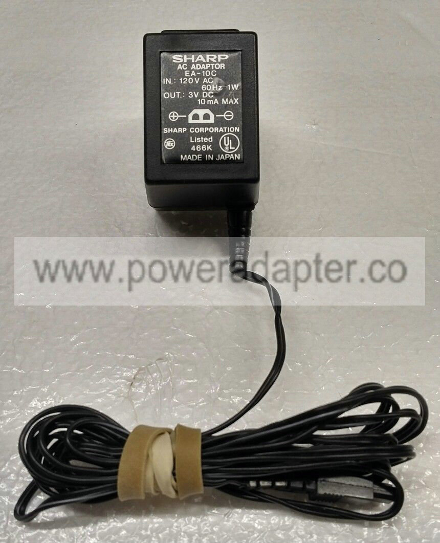 3V 10mA Sharp EA-10C 120V AC Power Cord 3V 10mA DC AC Power Supply charger