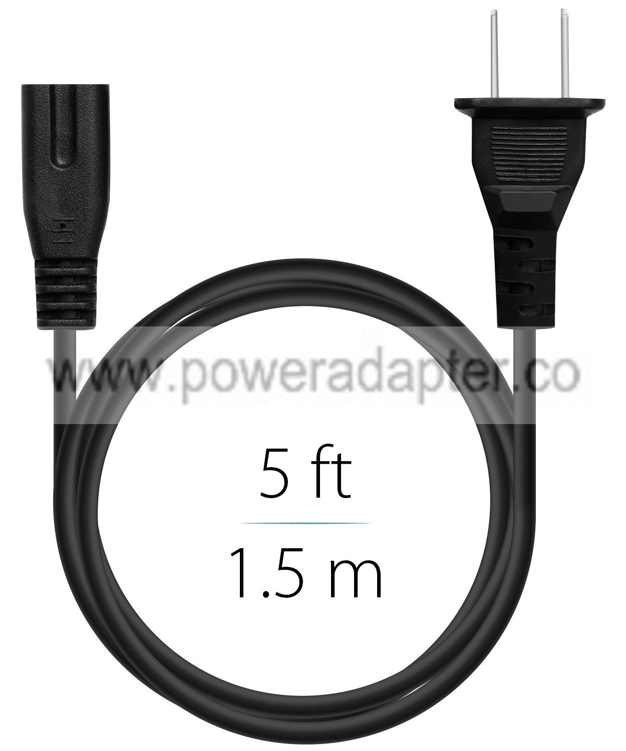 2 Prong Power Supply Cord 1.5m PS4 Xbox One X S PA-14 5FT Adapter Cable Wall Plug - Click Image to Close