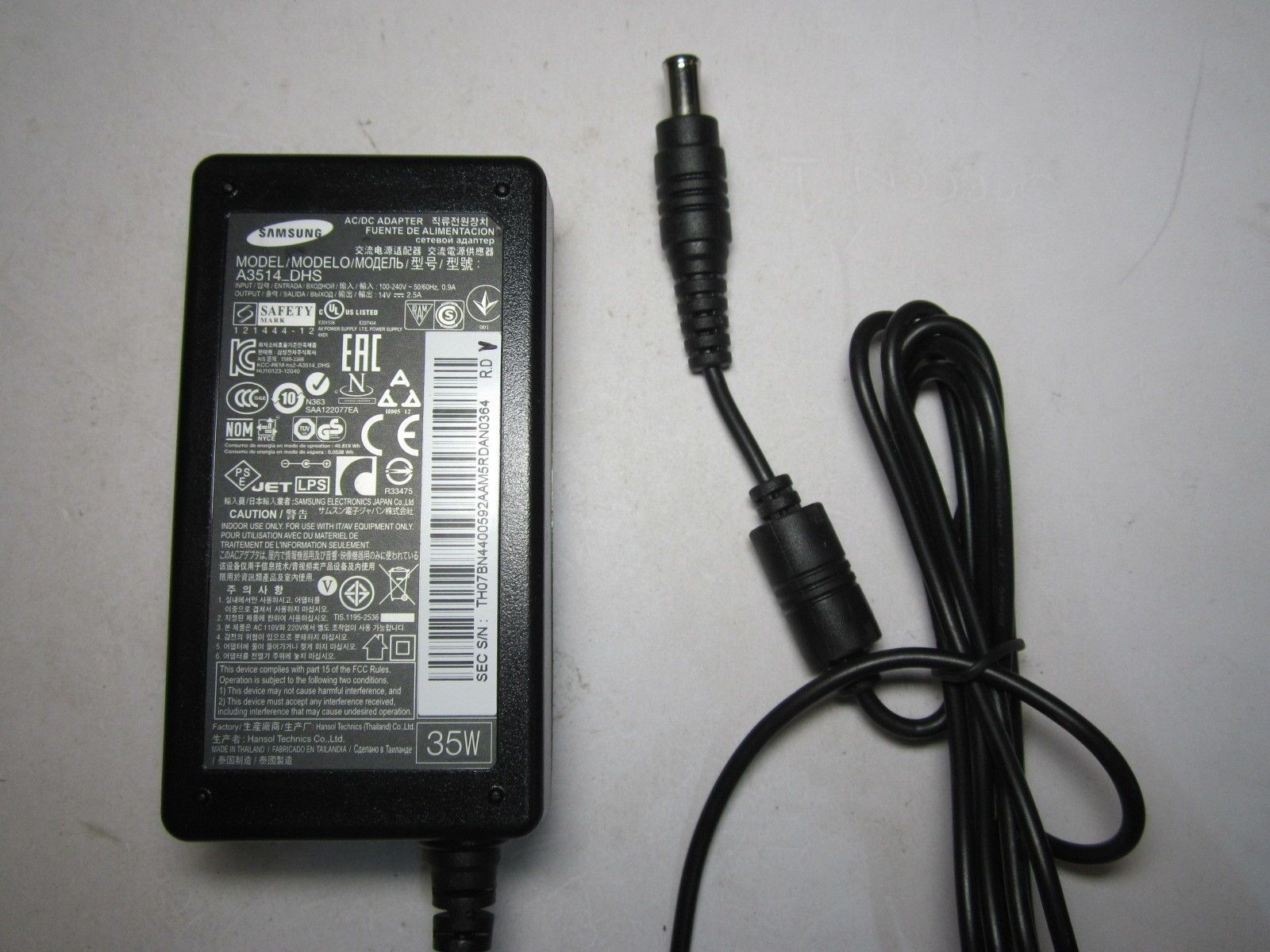 Original Samsung 14V 2.5A 35W AC DC Power Adapter PSU for LS27E510CS/EN Monitor Max. Output Power: 35W MPN: BAYi1-14 - Click Image to Close