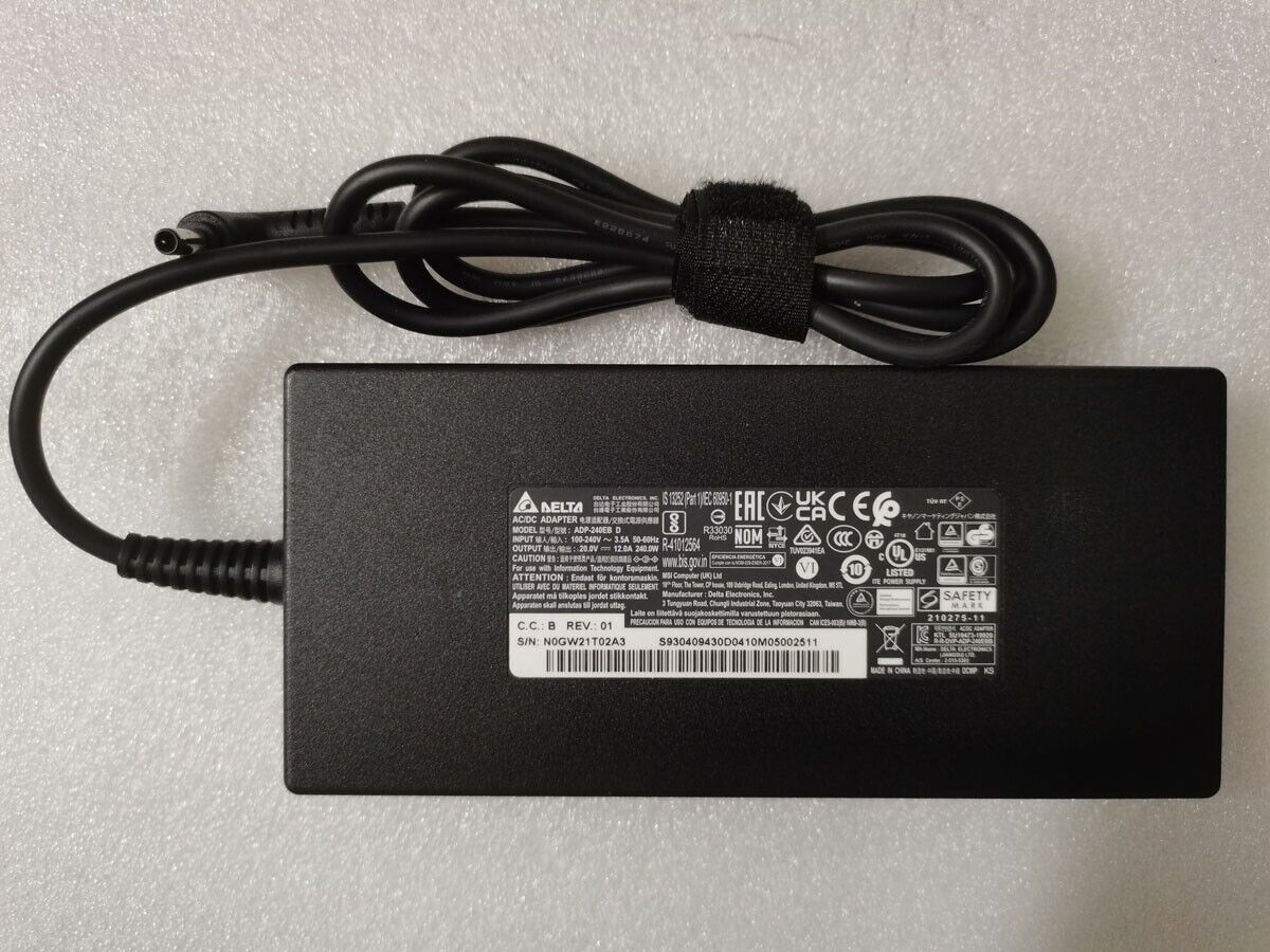 Genuine 240W 20V12A ADP-240EB D for MSI Pulse GL66 12UGKV-470CA 4.5mm AC Adapter Compatible Brand For MSI Bundled Items