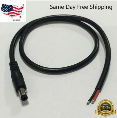 12v DC Power Cord 5.5mm x 2.1mm Male Plug to Pigtail Cable Adapter 6" Cable Length: 6" Model: DC55MP6BK-5 MPN: DC55