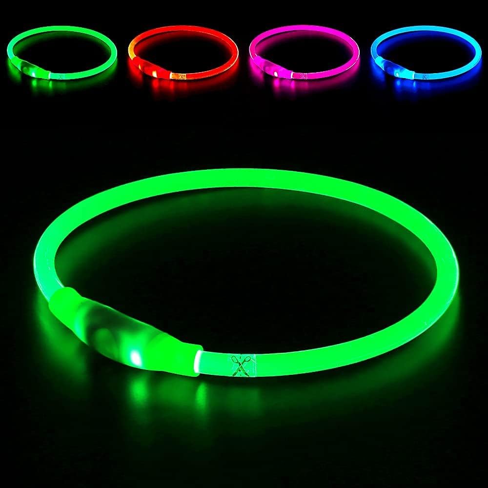 Led Dog Collar, BSEEN USB Rechargeable Flash Dog Necklace Light, Pet Safety Collar Makes Your Beloved Dogs Be Seen at Ni