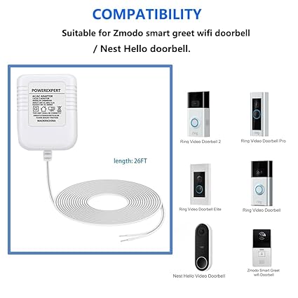 18V 500mA C Wire Power Adapter Compatible with Video Doorbell, Nest Hello Doorbell, Ring Video Doorbell Pro, Ring Video