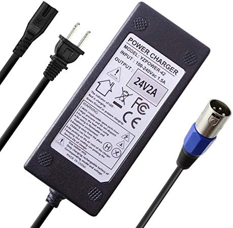 24V 2A Battery Charger with XLR Connector for Ezip Mountain Trailz S400 S500,Jazzy, Pride, S300 S350 S650, Ezip 400 500 - Click Image to Close