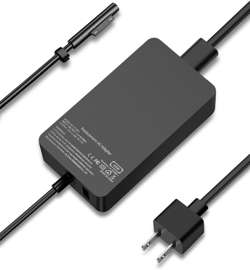 Surface Charger, 44W 15V 2.58A Power Supply AC Adapter Charger for Microsoft Surface Pro 3/4/5/6/7, Surface Laptop 3/2/1