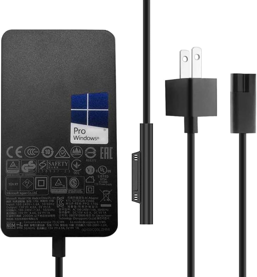Original Pro Charger 44W 15V 2.58A Power Supply Compatible with Microsoft Surface Pro 6 Pro 5 Fits Model 1796 1800 Power
