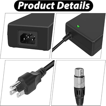 48v2A 3-pin Female XLR Power Supply for Aputure Amaran 100D 100X Photography Light Connector Type 3-Pin Compatible Devi