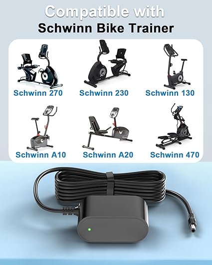 Replacment for Schwinn Power Adapter Compatible with Schwinn 230 270 470 430 420 240 220 130 A10 A20 A40 Bike Exercise E