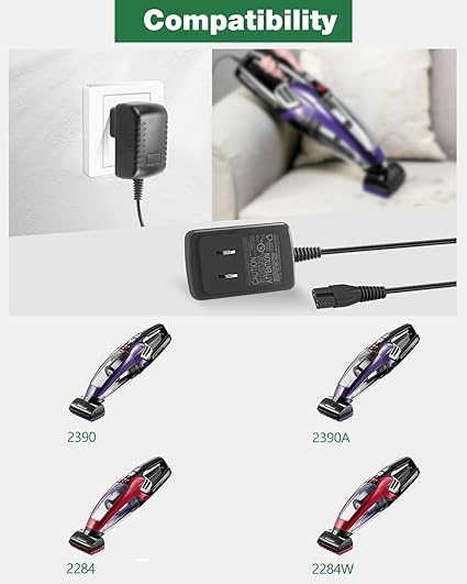 Charger Compatible with Pet Hair Eraser Vacuum 2390 2390A 23903 2284 2284W 14.4V Lit Cordless Hand Vacuum 1614206 ZD5F23