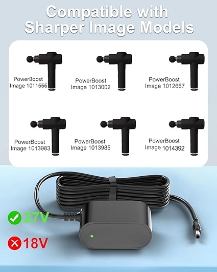 27V Massage Gun Charger for Sharper Image Powerboost 1011666 1013002 1012667 1014747 1014392 1013983 1013985Deep Tissue