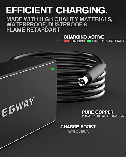 UL&CE Listed 42V/36V 1.7A Charger Power Adapter Compatible with Segway Ninebot MAX G2 G30LP E2Pro F65 F40 F30 D28 D40 ES