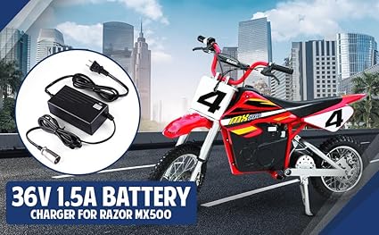 36V 1.5A Battery Charger for Razor MX500 - Premium 36V 1500mA Scooter Quick Charger (3-Pin XLR Connector) for Razor Craz