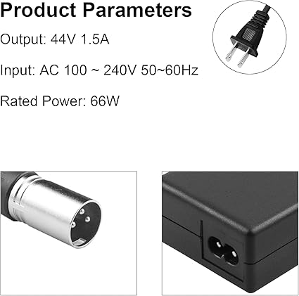 44V 1.5A 3-Pin XLR Charger for 36V Lead Acid Battery MX500, MX650, GT GT750, IZIP I600, I750, I1000, Mongoose M750, X-Tr