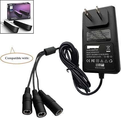 24V AC/DC Adapter Compatible with Philips Hue Play Light bar Starter Set 440400980001 440400982931 S020XM2400083 78201 3