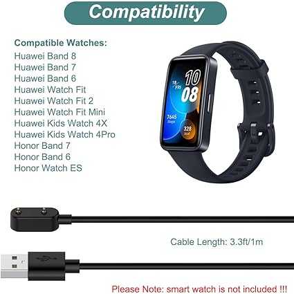 Charger for Huawei Band 10/9/8/7/6, Watch Fit mini/2/3/4X/4Pro, Honor Band 7/6, Watch ES, Replacement Charging Cable (3.