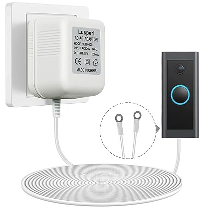 Extra Long 19.7ft Cord 18V500mA Doorbell Transformer Compatible with Ring, Nest, Eufy, Wyze, Arlo Wireless Video Doorbel