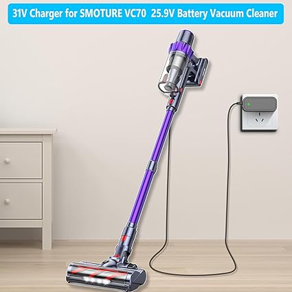 31V Charger for 25.9V Battery Vacuum Cleaner Replacement for SMOTURE VC70 VC80 25.9V Battery 40KPA 450W Cordless Vacuum