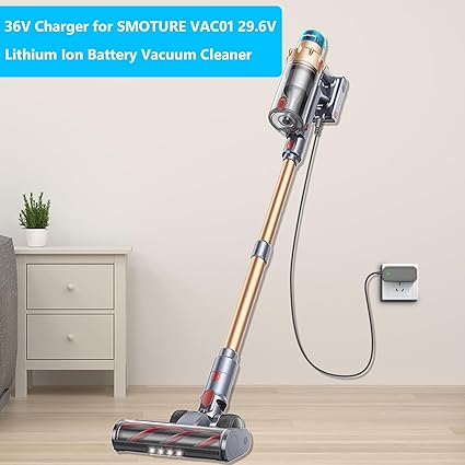 36V Charger for 29.6V Battery Vacuum Cleaner Replacement for SunSare X7A, SMOTURE VAC01 550W 45Kpa Vacuum Cleaner Adapte