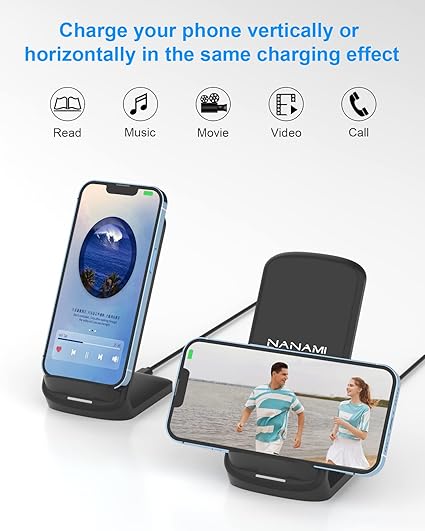 Wireless Charger [2 Pack] - 10W Qi-Certified Fast Wireless Charging Stand for iPhone 16/16 Plus/16 Pro/16 Pro Max/15/14/