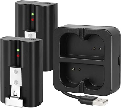 2-Pack 6040mAh Rechargeable Battery with Dual Charger Station for Ring Video Doorbell 2/3/3Plus/4, Stick Up Cam & Spotli