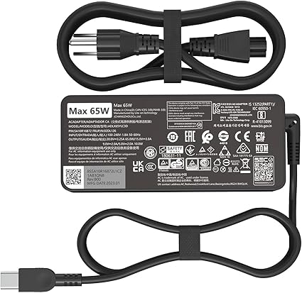 65W USB C Type c AC Charger Compatible with Lenovo ThinkPad E580 E585 E590 E590S E595 T480 T490 T580 Yoga C940 C740 thin