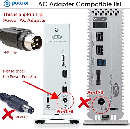 5V 12V 4-PIN Adapter for LACIE Models 706479 710199 800040 ACU034A-0512 ACML-51 710200 ACU057A-0512 Sunfone Hard Disk Dr
