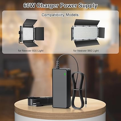 12V AC/DC Adapter Charger Compatible with Neewer 600 960 LED Video Light and Stand Kit Max Ring Light 12V 5A 60W Power S