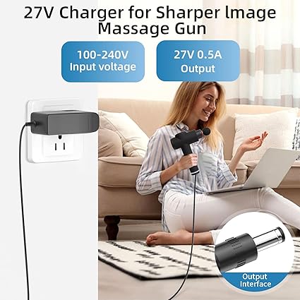 27V Power Cord for Sharper Image Massager Charger 1011666 1012667 1013002 1013983 1013985 Power Boost Deep Tissue Cordle