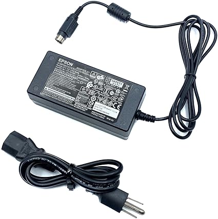 Genuine Epson AC Power Supply Adapter for Epson TM-T20 TM-T20II Printers, Bundle: AC Adapter, Power Cord Connector Type