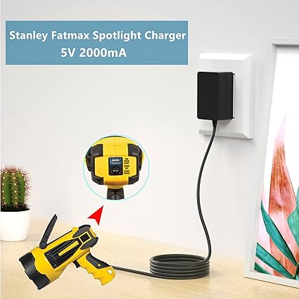 Replacement for Stanley Fatmax Spotlight Charger Compatible with Stanley SL10LEDS SL10LEDSL 5V Flashlight Power Cord Co